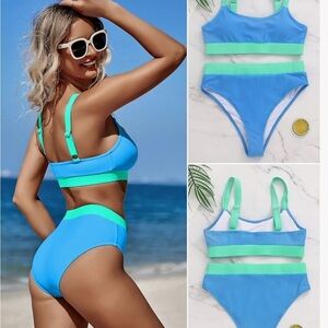 ZINPRETTY Women High Waisted Bikini Sets Color Block Swimsuits 2 Piece